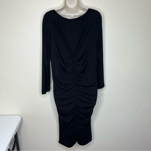 NWT Torrid Jersey Bodycon Black Dress V Neck Ruched Seaming Long Sleeve Women 2X - Picture 8 of 16